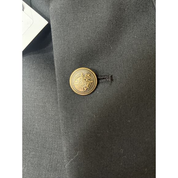 Paul Frederick Men’s black single vent bronze button wool blazer 52L NWT - Picture 5 of 8